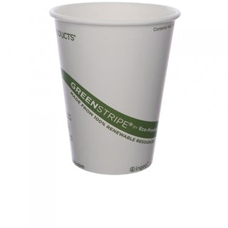 Eco-Products GreenStripe Renewable & Compostable Hot Cups, 12 oz, Case of 1000 (EP-BHC12-GS)