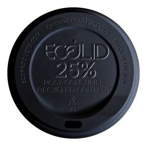 Eco-Products - EcoLid 25% Recycled Content Black Hot Cup Lid - Fits 10-20oz Hot Cups - EP-HL16-BR (10 Packs of 100)
