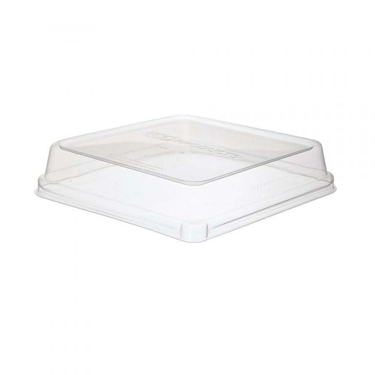 Eco-Products WorldView™ Renewable & Compostable Lids, 8in Shallow, Fits 8in Square Sugarcane Containers 
 (SKU: EP-SCS8SLID)