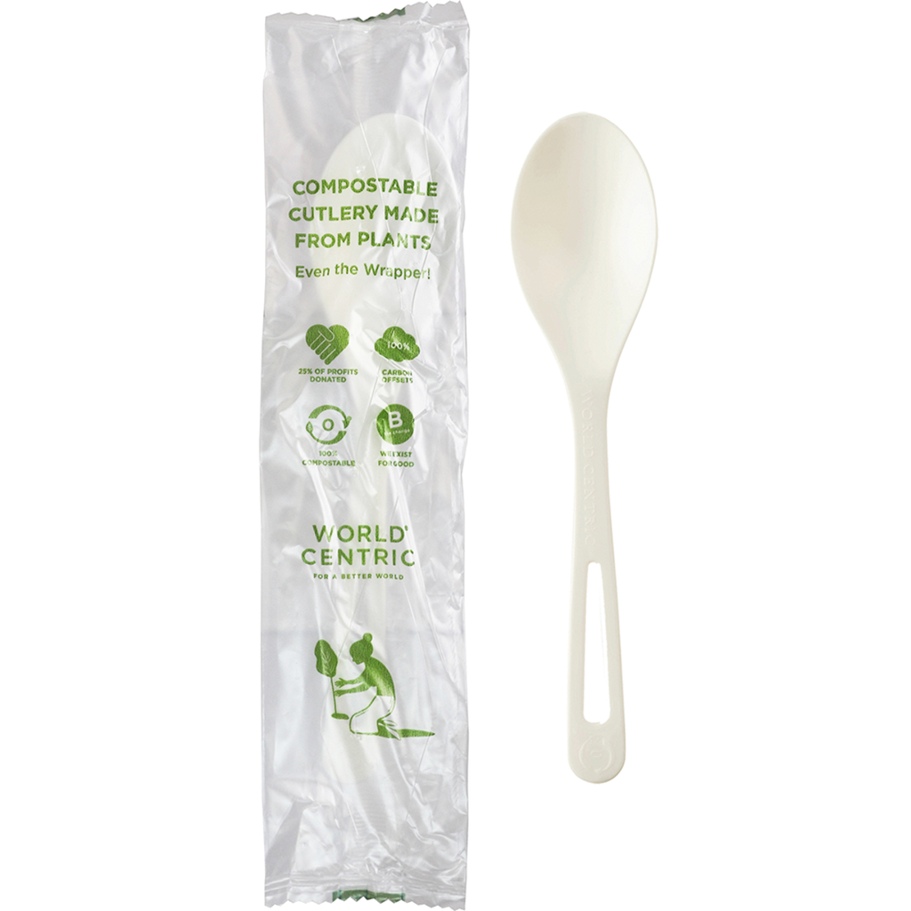 World Centric 6" TPLA Spoon - Wrapped (SKU: SP-PS-I)