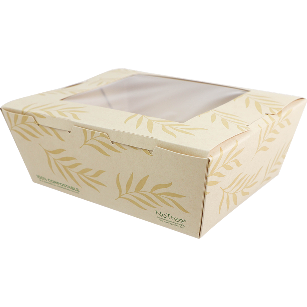 NoTree Paper #8 Take-Out Container with PLA Window (46oz) - Case of 200