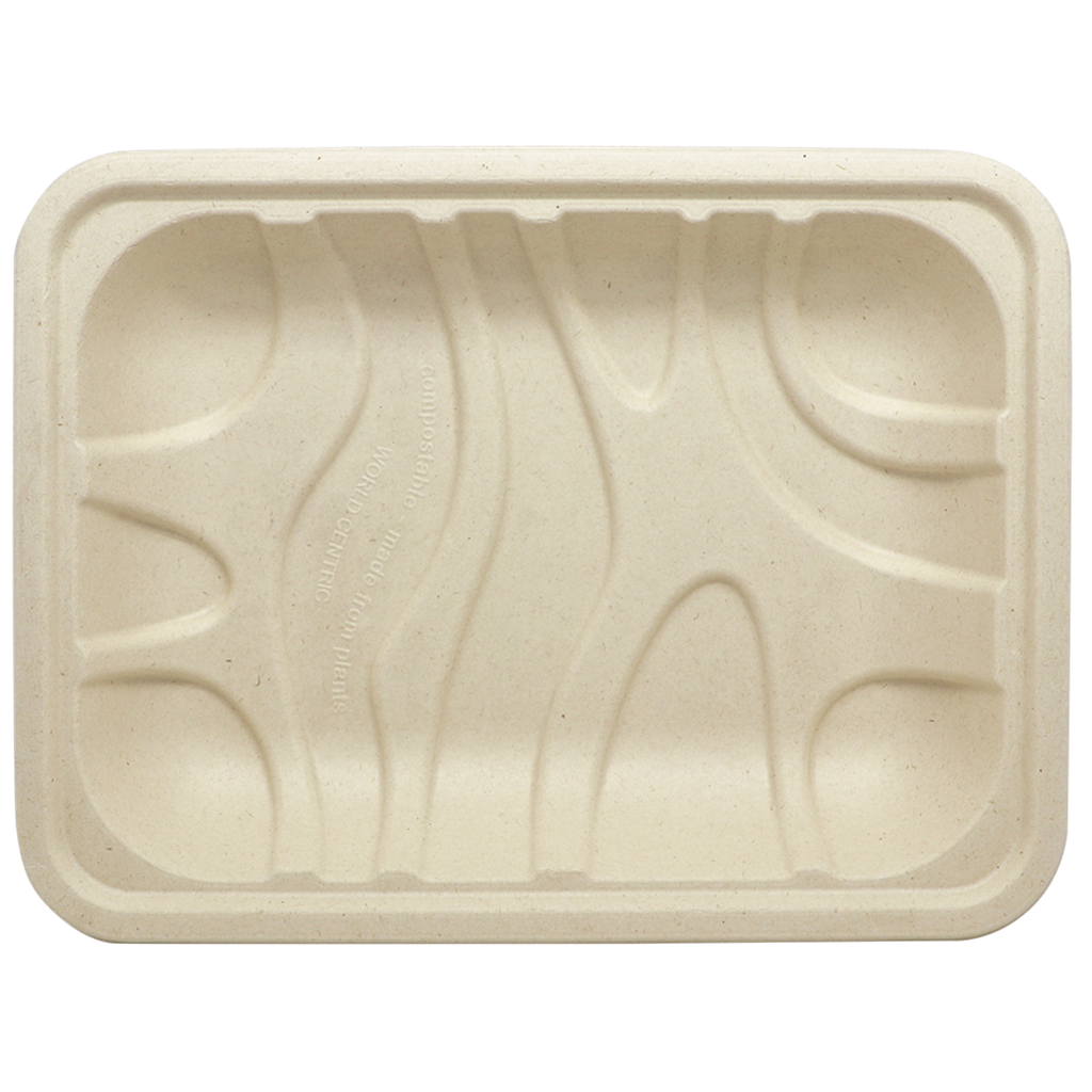 World Centric 8.6x6.5x1.25" Fiber Tray, Laminated (SKU: TR-SC-3PL)