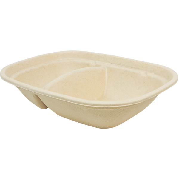 World Centric 8.7x6.7x2 in (24 oz) Fiber Box, 2–Compt (SKU: CT-SC-24D)