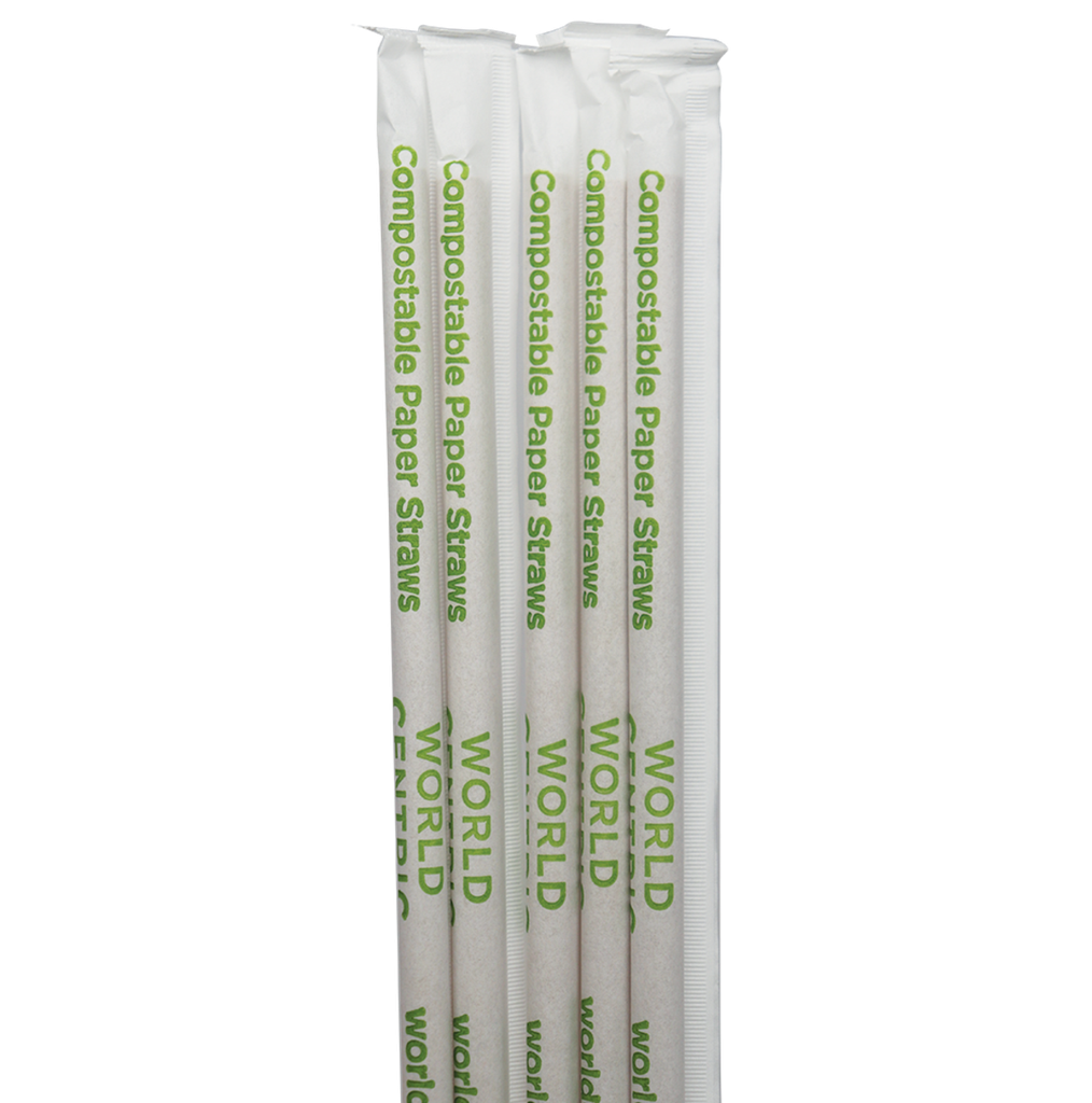 8" FSC® Kraft Paper Straw - Wrapped - Case of 6000