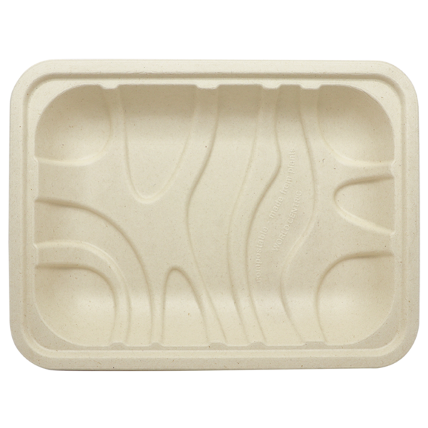 World Centric 9.25x7.25x1.25" Fiber Tray, Laminated (SKU: TR-SC-4PL)