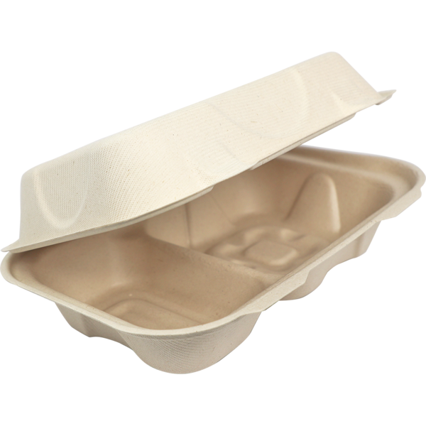 World Centric 9x6x3” Fiber Hoagie Box, 2-Compt (SKU: TO-SC-U34D)