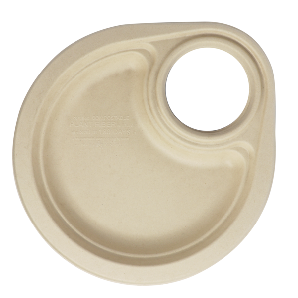 World Centric 9” Party Plate with Cup Holder (SKU: PL-SC-9CUP)