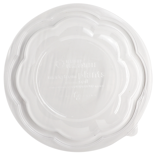 LID PLA - 24-48 oz Salad Bowls, Dome, Clear - Case of 600