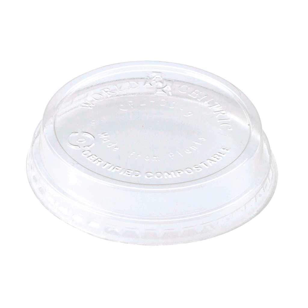 LID PLA - 4 to 9 oz Cold Cups, Raised, No Straw Hole, Clear - Case of 2000