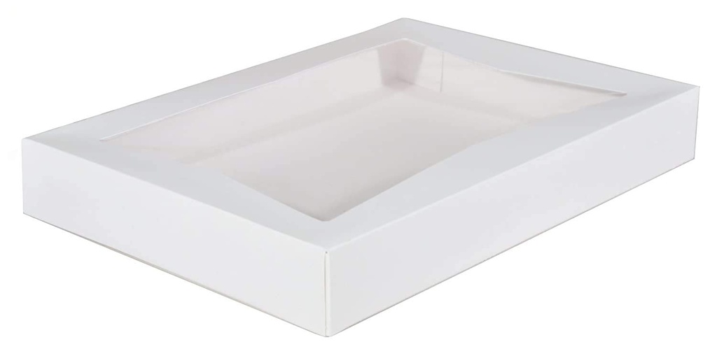 Southern Champion Tray 24543 Paperboard White Window Bakery Box, 16" Length x 12" Width x 2-1/4" Height (qty: 100)