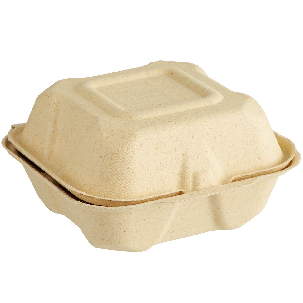 Greenware Plant Fiber Hinged Container, 8x8x3 1-Compartment (qty:200)