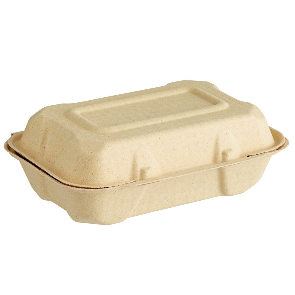 GREENWARE PLANT FIBER HINGED CONTAINER 9X6X3 1-COMPARTMENT (QTY:200)