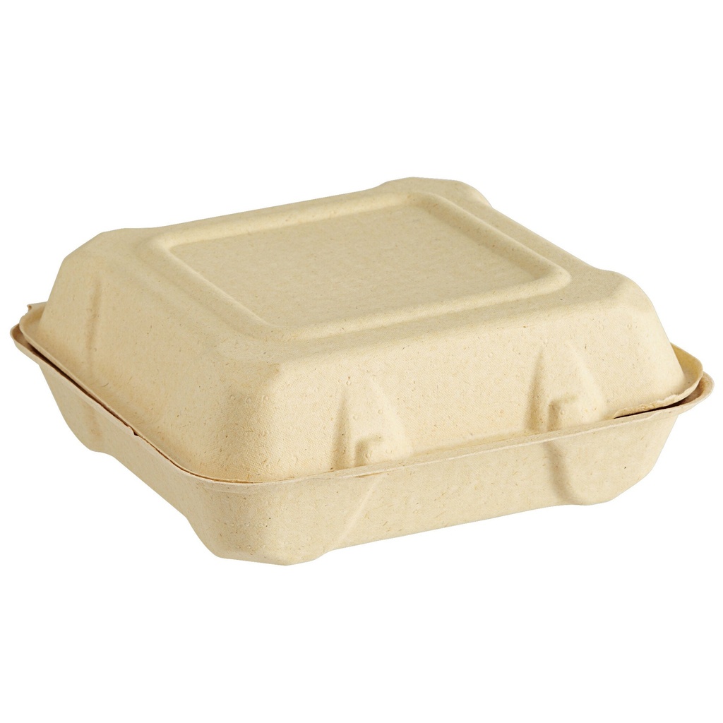GREENWARE PLANT FIBER HINGED CONTAINER 9X9X3 1-COMPARTMENT (QTY:200)