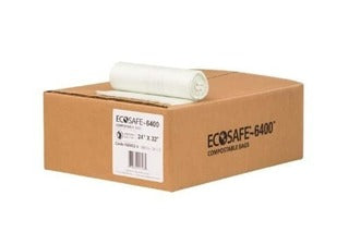 EcoSafe-6400 HB2432-6 Compostable Bag, Certified Compostable, 13-Gallon, Green (Pack of 288)