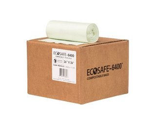 EcoSafe-6400 HB2636-8 Compostable Bag, Certified Compostable, 20-Gallon, Green (Pack of 165)