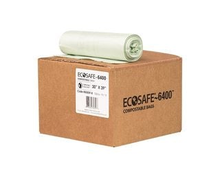 EcoSafe-6400 HB3039-8 Compostable Bag, Certified Compostable, 30-Gallon, Green (Pack of 135)