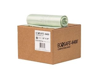 EcoSafe-6400 HB3339-85 Compostable Bag, Certified Compostable, 35-Gallon, Green (Pack of 135)