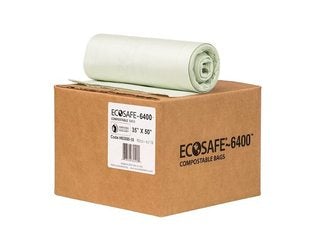 EcoSafe-6400 HB3550-85 Compostable Bag, Certified Compostable, 45-Gallon, Green (Pack of 90)