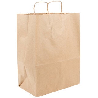 Duro ID# 87128 Mart Shopping Bag 65# 100% Recycled Natural Kraft 250pk 13 x 7 x 17