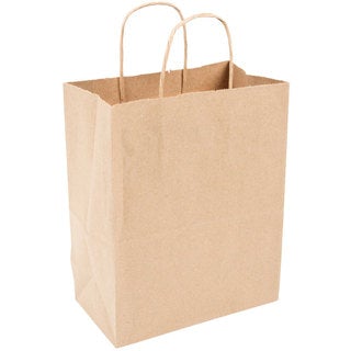 Duro ID# 87097 Tempo Shopping Bag 60# 100% Recycled Natural Kraft 250pk 8 x 4.5 x 10.25,Kraft Brown