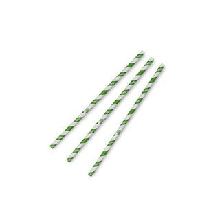 Vegware Jumbo green stripe straw  (SKU: PS08-GS)