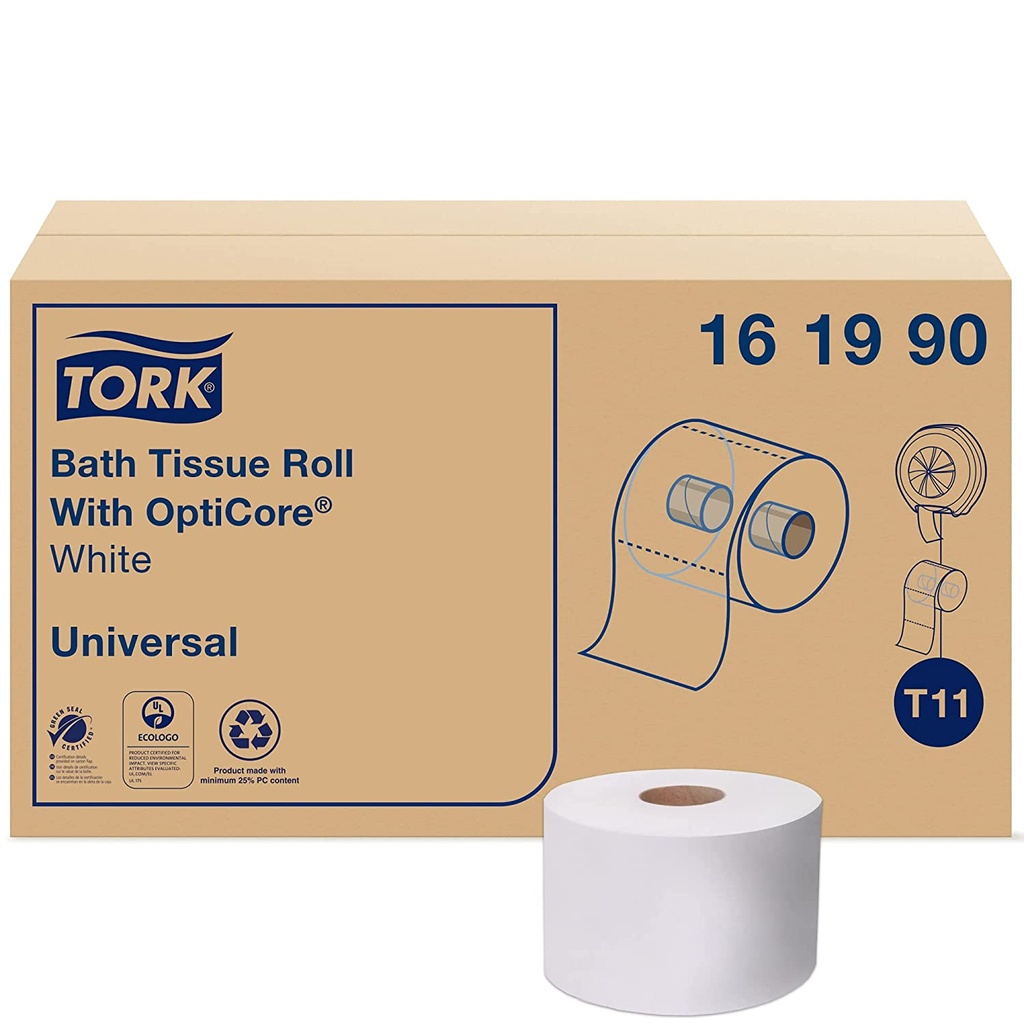 Tork Universal Bath Tissue Roll with OptiCore. For Use with Tork 565820, 565838, 565720 and 565728 Opticore Dispensers (qty:36)