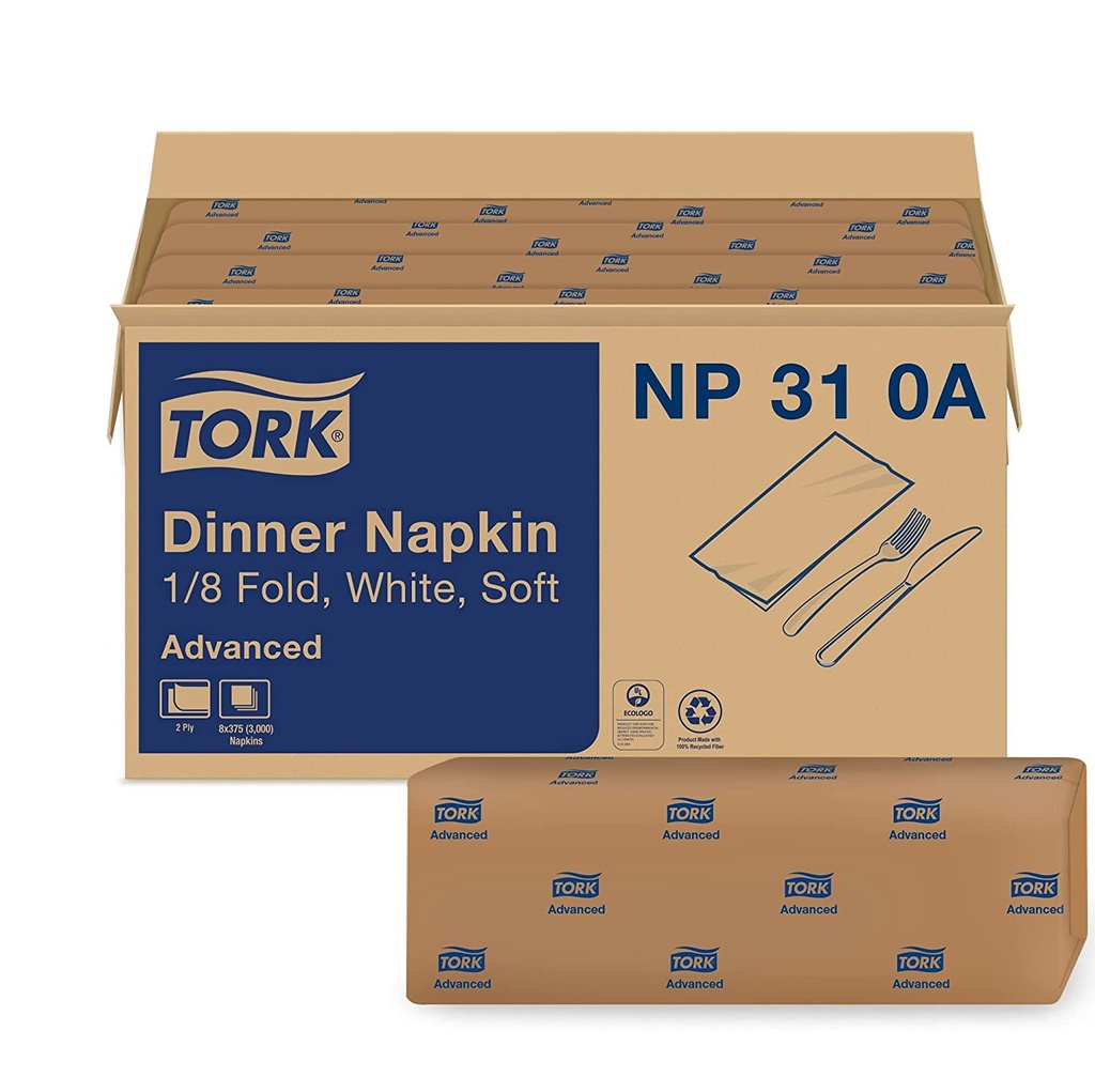 Tork Advanced Dinner Napkin, 1/8 Fold, 2-Ply
