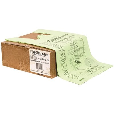 COMPOSTABLE CHECKOUT BAG WITH HANDLES - MEDIUM,  10x6.5x20" (qty:500)