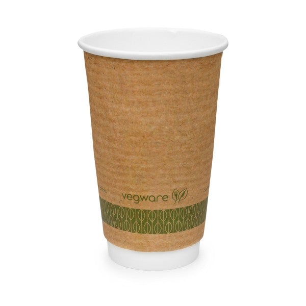 Vegware 16oz double wall brown kraft cup, 89-Series (SKU: VDW-K16)