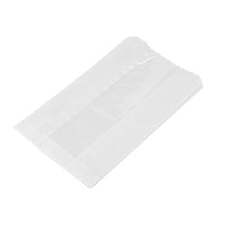 Vegware 6 x 2.5 x 10in white glassine NatureFlex hot bag (SKU: VGLW6)