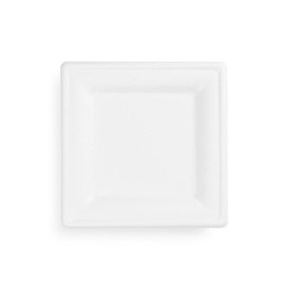Vegware 8in square bagasse plate (SKU: VPSQ-08)