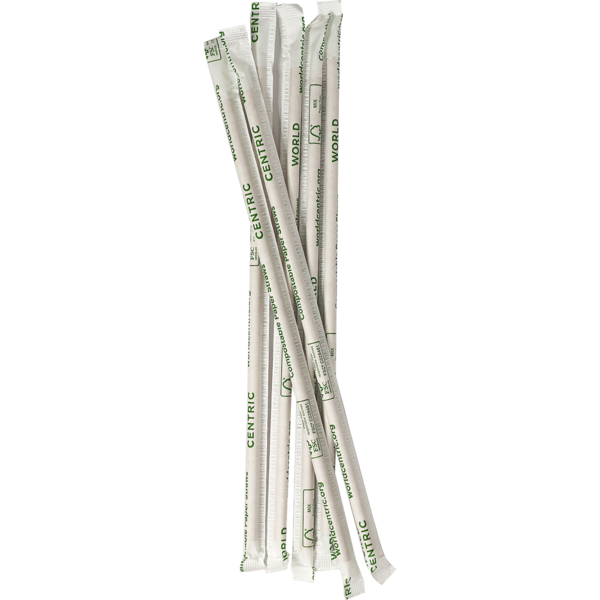 10" FSC® Kraft Paper Straw, Wrapped - Case of 4000