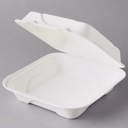 [EP-HC81] Eco-Products Renewable & Compostable Sugarcane Clamshells - 8in x 8in x 3in (SKU: EP-HC81)