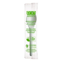[EP-S013-W] Eco-Products Plantware Renewable & Compostable Individually Wrapped Spoon - 6" White, Compostable Wrapper (SKU: EP-S013-W)