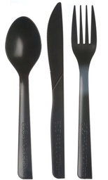 [EP-S115] 100% Recycled Content Cutlery Kit - Black w/Napkin (K,F,S,N) (QTY:250)