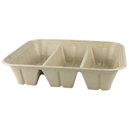 [CA-SC-104TL-LF] World Centric, 104 oz Fiber Catering Pan Laminated, 3-Compt (QTY:200)