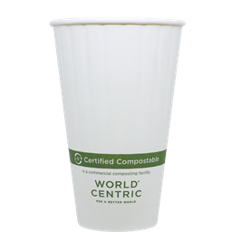 [CU-PA-16D] 16 oz SFI® Paper Hot Cup, Double Wall, White - Case of 600