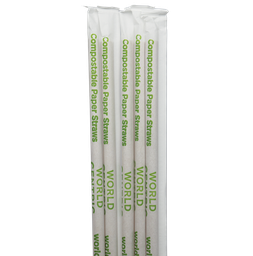 [ST-PA-8W-K] 8" FSC® Kraft Paper Straw - Wrapped - Case of 6000