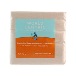 [NP-SC-BV] World Centric, Beverage Napkins, 5 in. Square (2-ply) (QTY:4000)