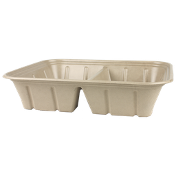[CA-SC-112DL] World Centric, Half Size (112 oz) Fiber Catering Pan Laminated, 2-Compt (QTY:200)