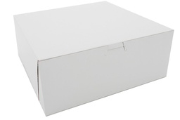 [GG-SCT-0973] Southern Champion Tray 0973 Premium Clay-Coated Kraft Paperboard White Non-Window Lock Corner Bakery Box, 10" Length x 10" Width x 4" Height (Case of 100)