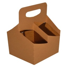 [SC-4CUP-2797] Tray Carrier 4-Cup Kraft Paperboard Upright (QTY:250)