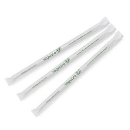[WS05-GSW] Vegware 8.25" compostable green stripe straw, wrapped (SKU: WS05-GSW)