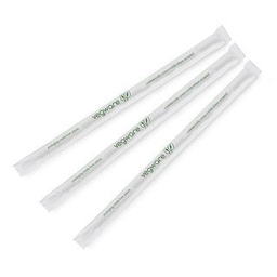 [WS07-GSW] Vegware 8.25" compostable jumbo green stripe straw, wrapped (SKU: WS07-GSW)